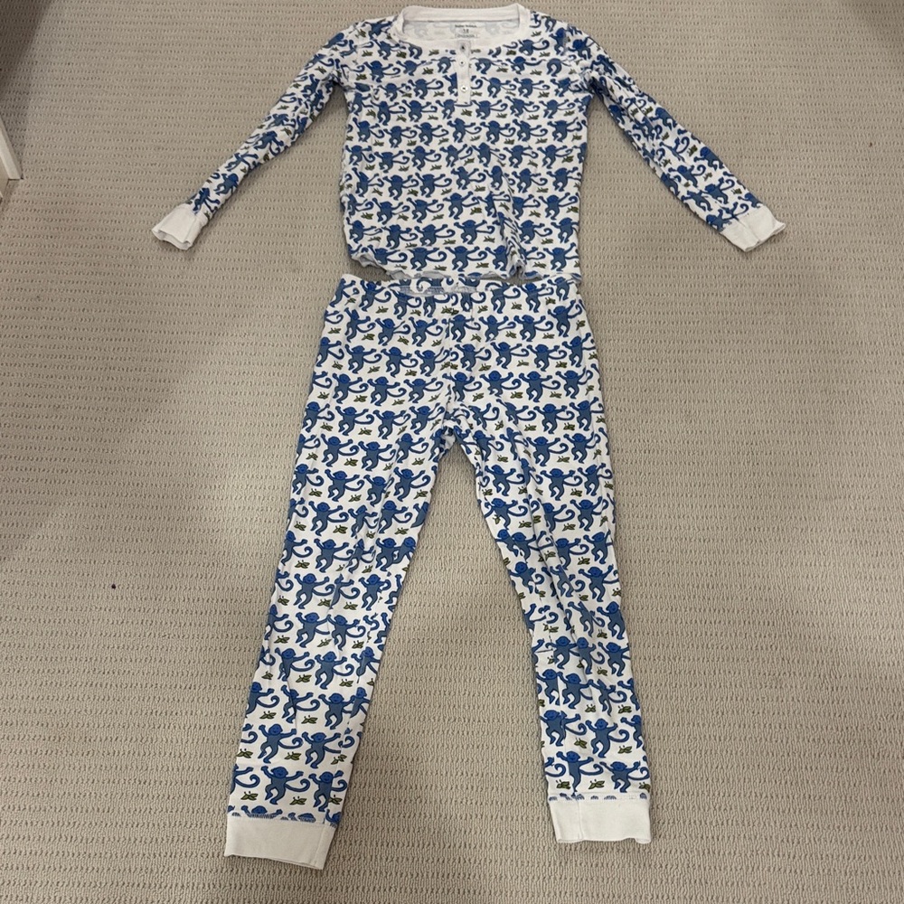Roller Rabbit monkey’s Blue and White Kids Pajama Set